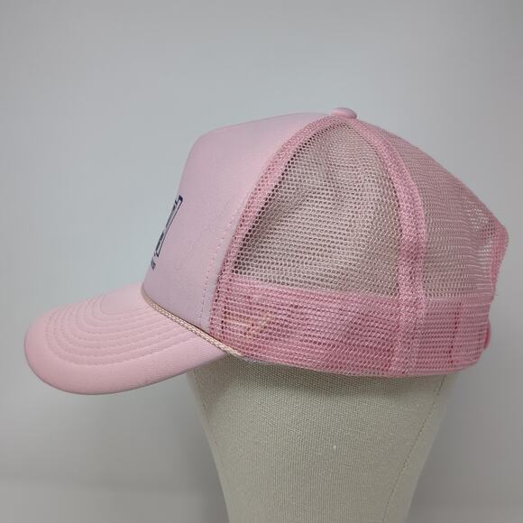 J&R Meat Processing Snapback Rope Trucker Hat Pink One Size Mesh Back - Picture 3 of 9
